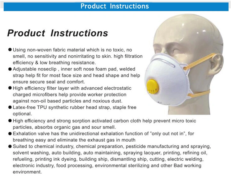 China High Quality Respirator White Face Disposable Mask Protective Ffp2 Ffp1 N95 Kn95