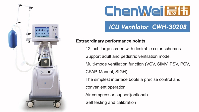 Touch Color Screen Surgical ICU Medical Ventilator with CE/ISO Cwh-3020b